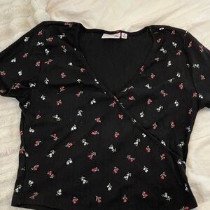 SO Black floral top